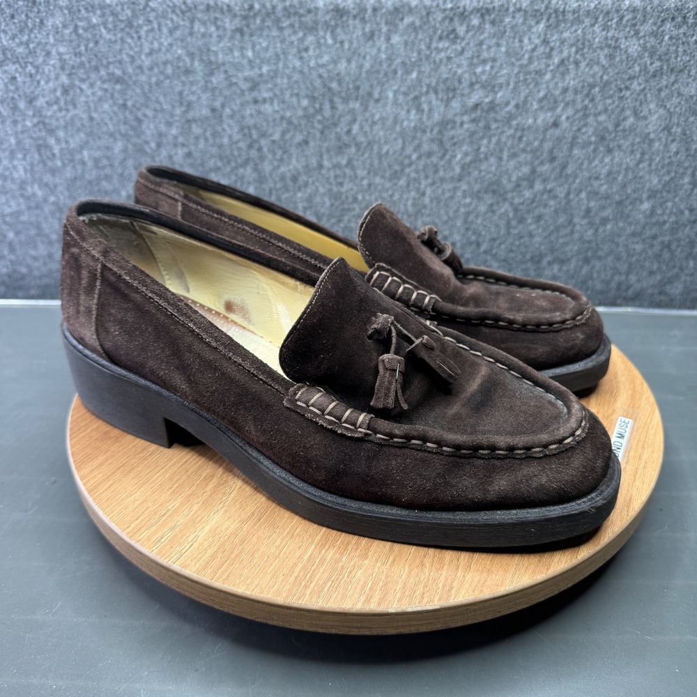 Joan‎ & David Brown Suede Tassel Loafer Shoes Size 40.5 / 9.5 Made in Italy VTG
